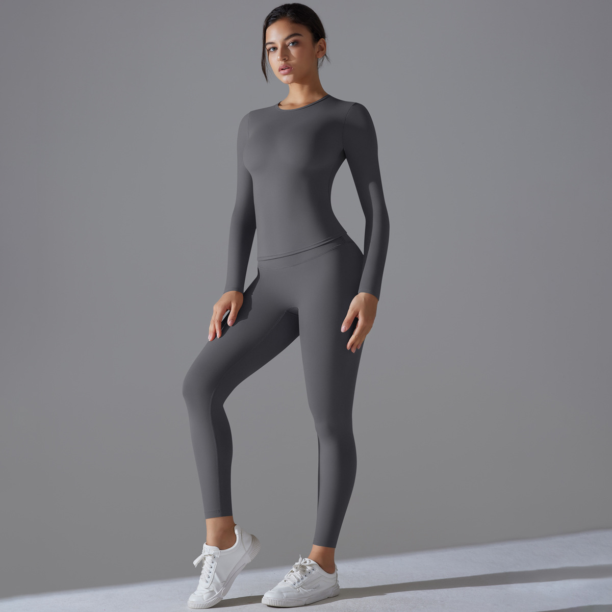 New Naked Skin friendly Long Sleeve Yoga Clothing, High Strength Fitness Clothing, Pilates Running Sports, Long Sleeve Top Set