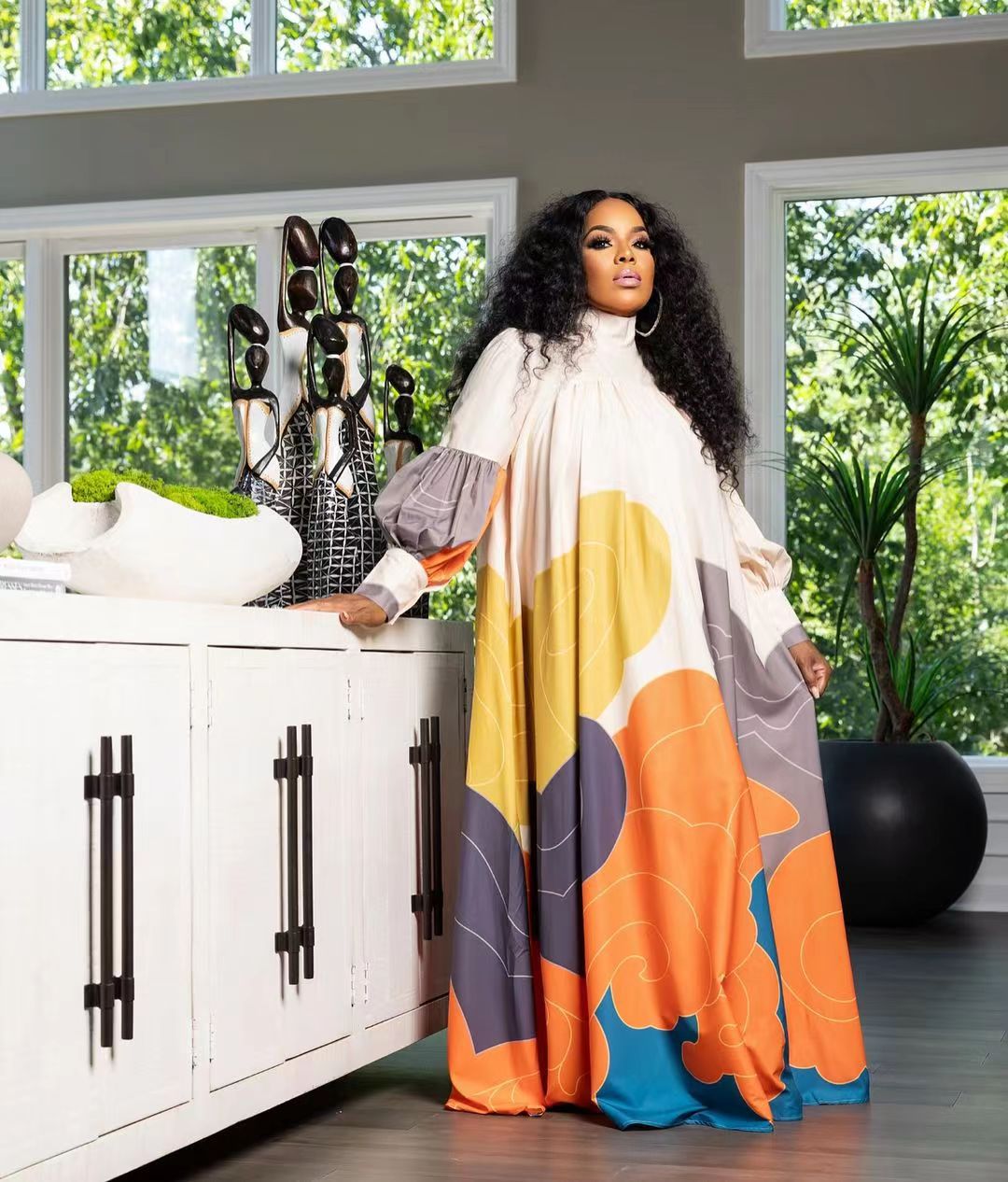 OL6155 New Cross border Amazon Source Autumn New Women's Long Skirt Printed Long Sleeve Big Swing Skirt OL6155 New Cross border Amazon Source Autumn New Women's Long Skirt Printed Long Sleeve Big Swing Skirt