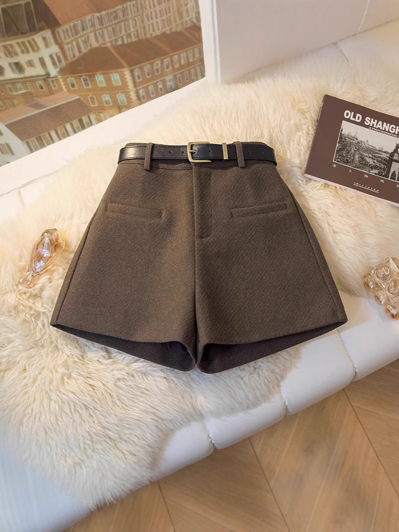 Wide leg pants, shorts, women's short stature, look slim when worn outside, versatile, autumn/winter boots, high waisted A-line gray 2024