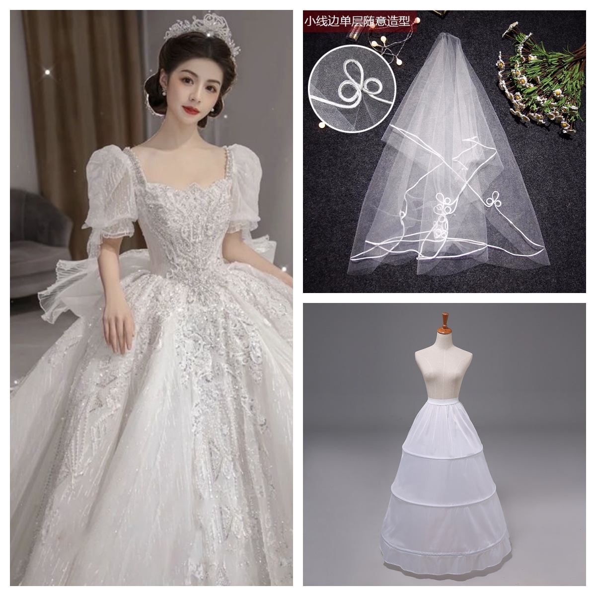 Main plus size wedding dress, bride 2025 new style, big tail, petite woman, French heavy industry temperament, one shoulder palace Main plus size wedding dress, bride 2025 new style, big tail, petite woman, French heavy industry temperament, one shoulder palace