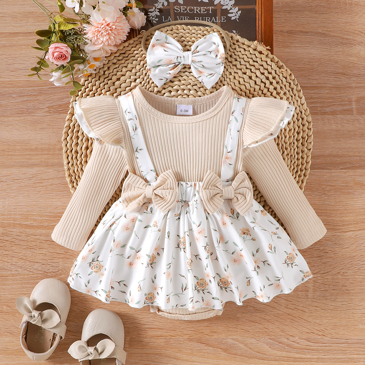 Foreign trade children's clothing simple baby girl long sleeved top with patchwork printing one-piece skirt