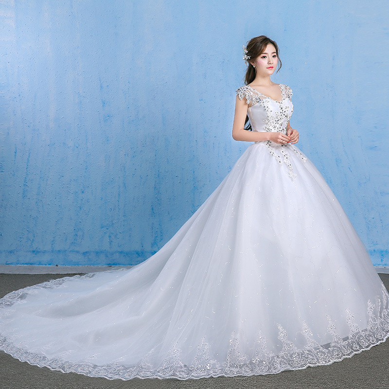 Main Wedding Dress Female 2025 Lace Super Immortal Dreamy Outward Yarn French Fat Spring Summer Long Tail One Shoulder Large Size Wedding Dress