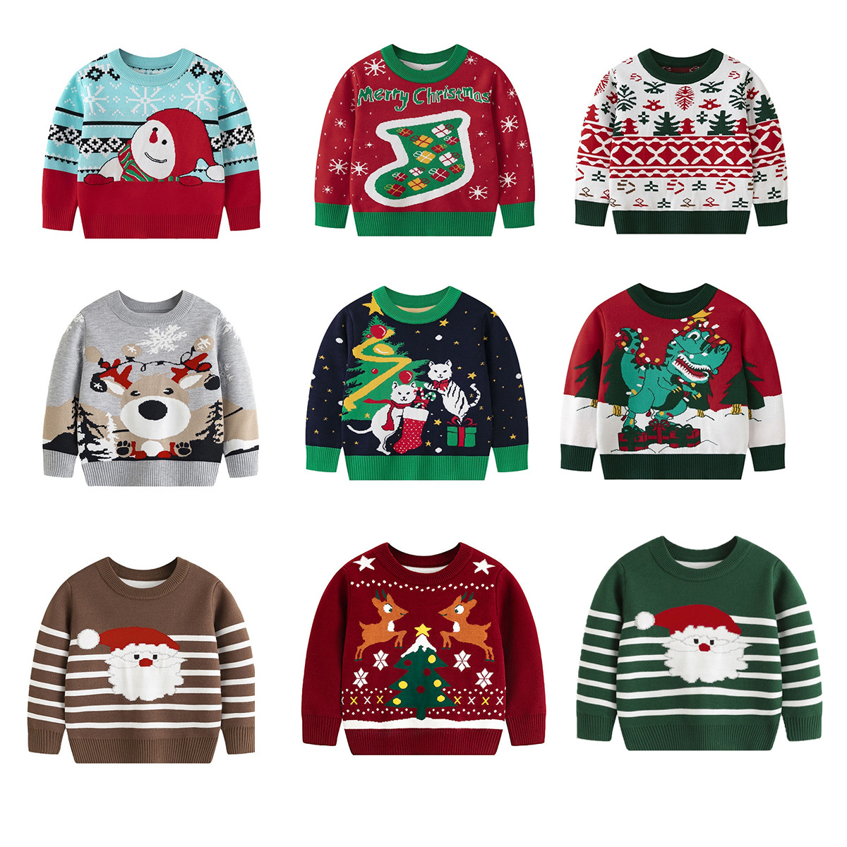 Cross border new autumn and winter European and American children's Christmas sweaters, cute cartoon snowman knitwear for boys and girls, children's clothing