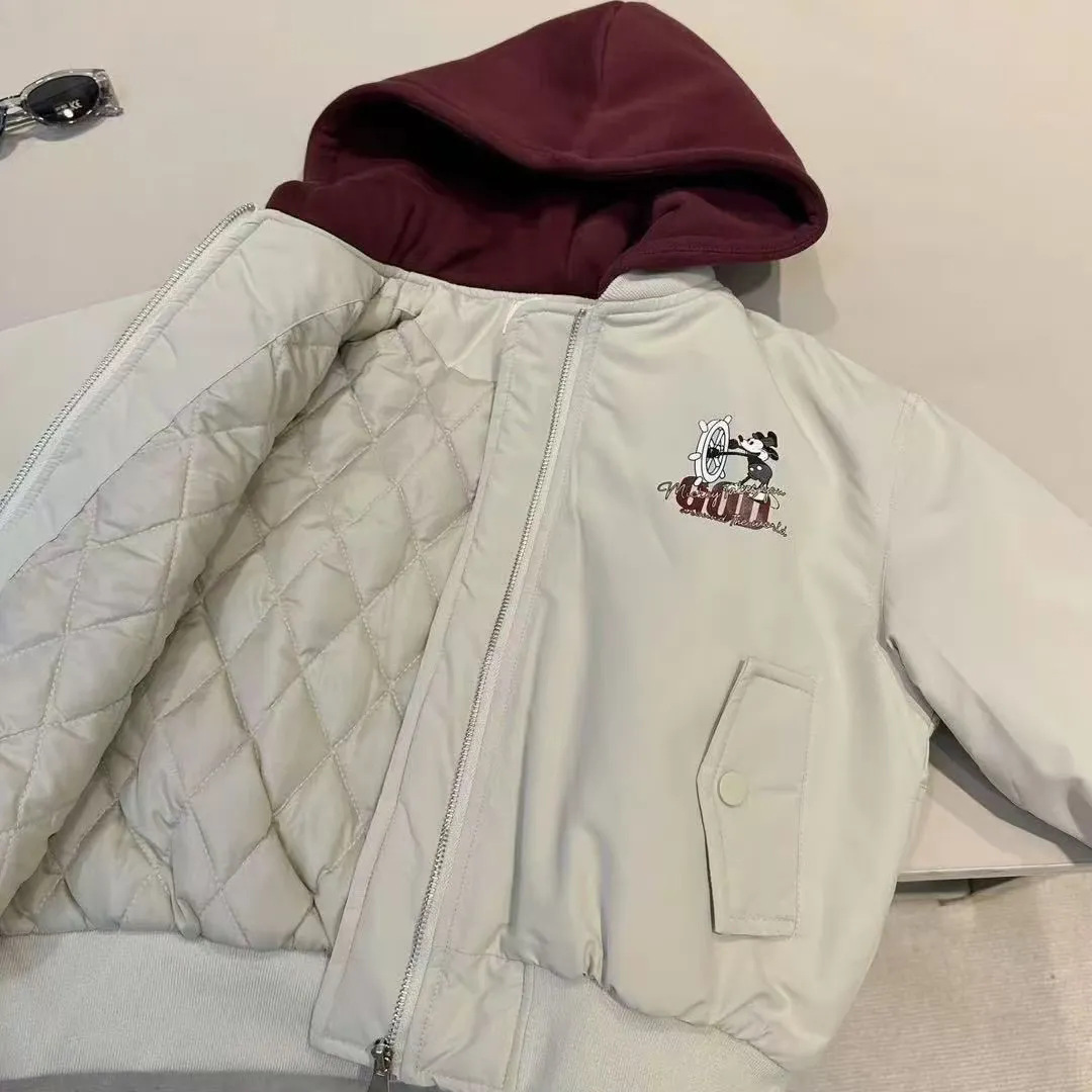 Boys' winter jacket 2025 new style with cotton padding and thick thickness, fashionable girls' children's stylish winter outfit, baseball