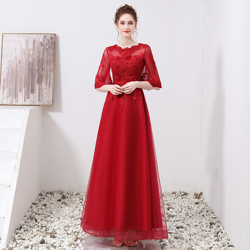 2025 Summer Bridal Toast Dress New Long Style, Skinny Cover, Pregnant Women's Wedding Return Door Evening Dress, Female Red