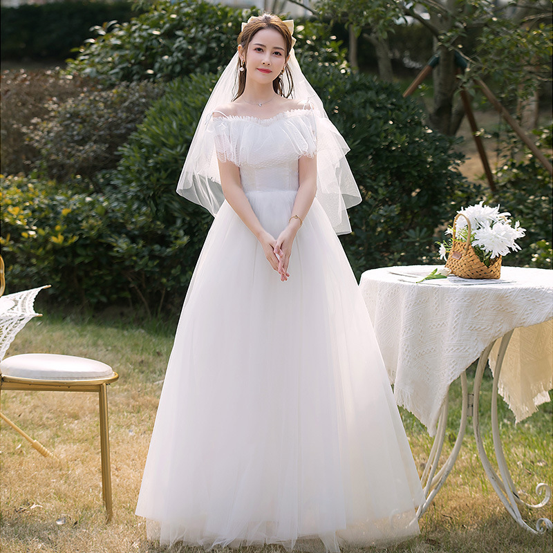 Light Wedding Dress 2025 New Bridal One Shoulder Forest Style Simple French White Princess Super Immortal Outdoor Travel Photography Wedding Dress
