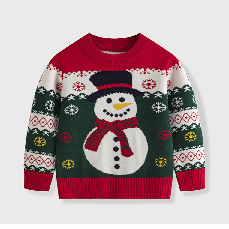 Cross border INS for foreign trade, autumn and winter, children's and babies' Christmas holiday cartoon knitted pullover sweater