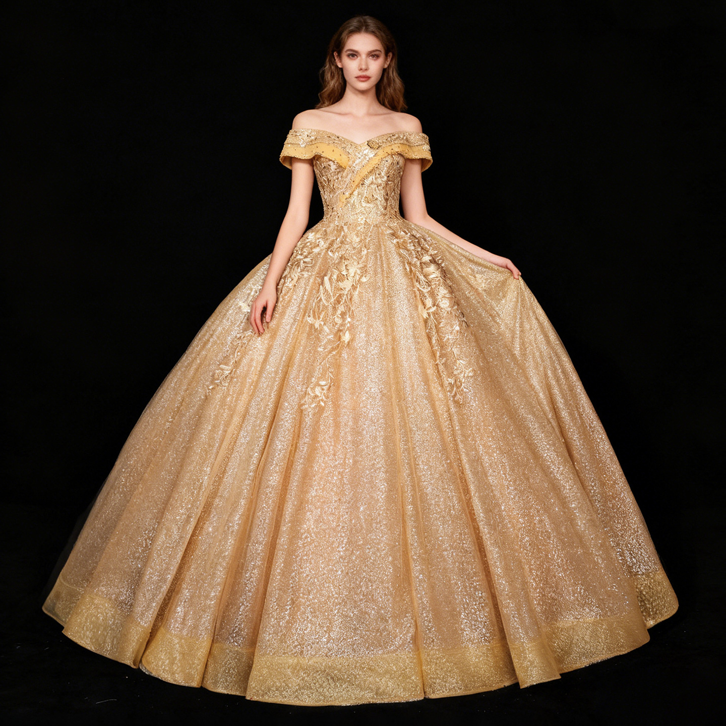 Cross border Wedding Dress 2025 Bridal Solo Art Exam Performance Pong Skirt Palace Dream One Shoulder Evening Banquet Evening Dress