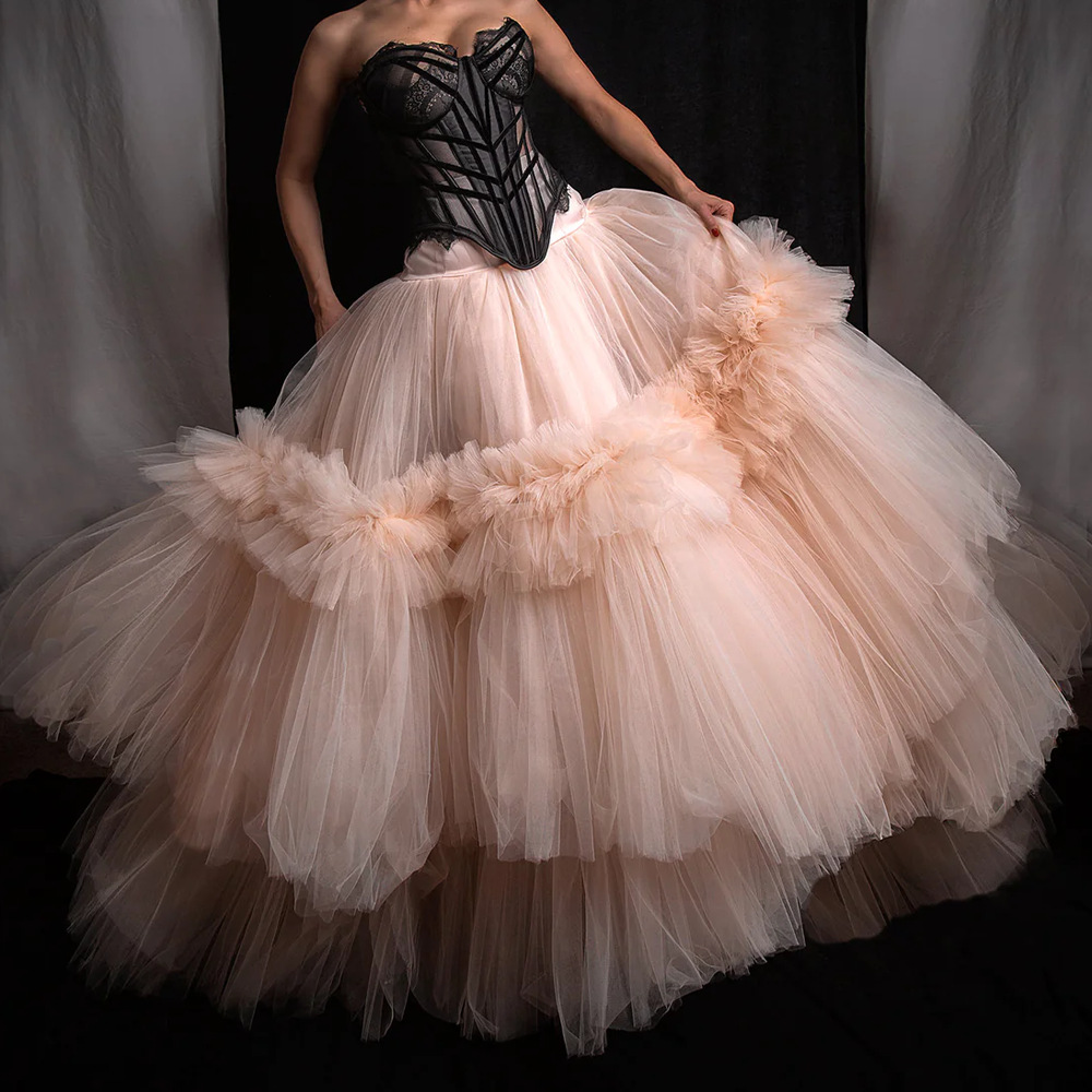 Big chiffon skirt, wedding dress, high waisted cake, dance dress, performance skirt, role-playing dress