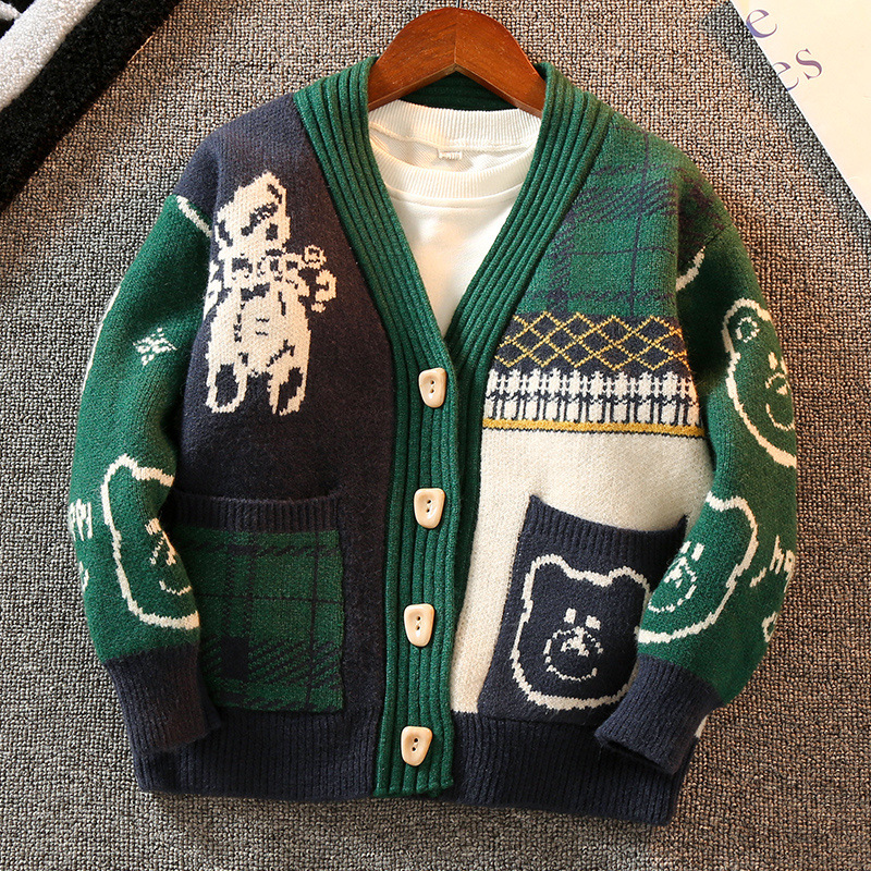 Children's clothing, boys' cardigans, sweaters, spring and autumn styles, new styles for children's autumn and winter, boys' knitwear, medium and large children's outerwear