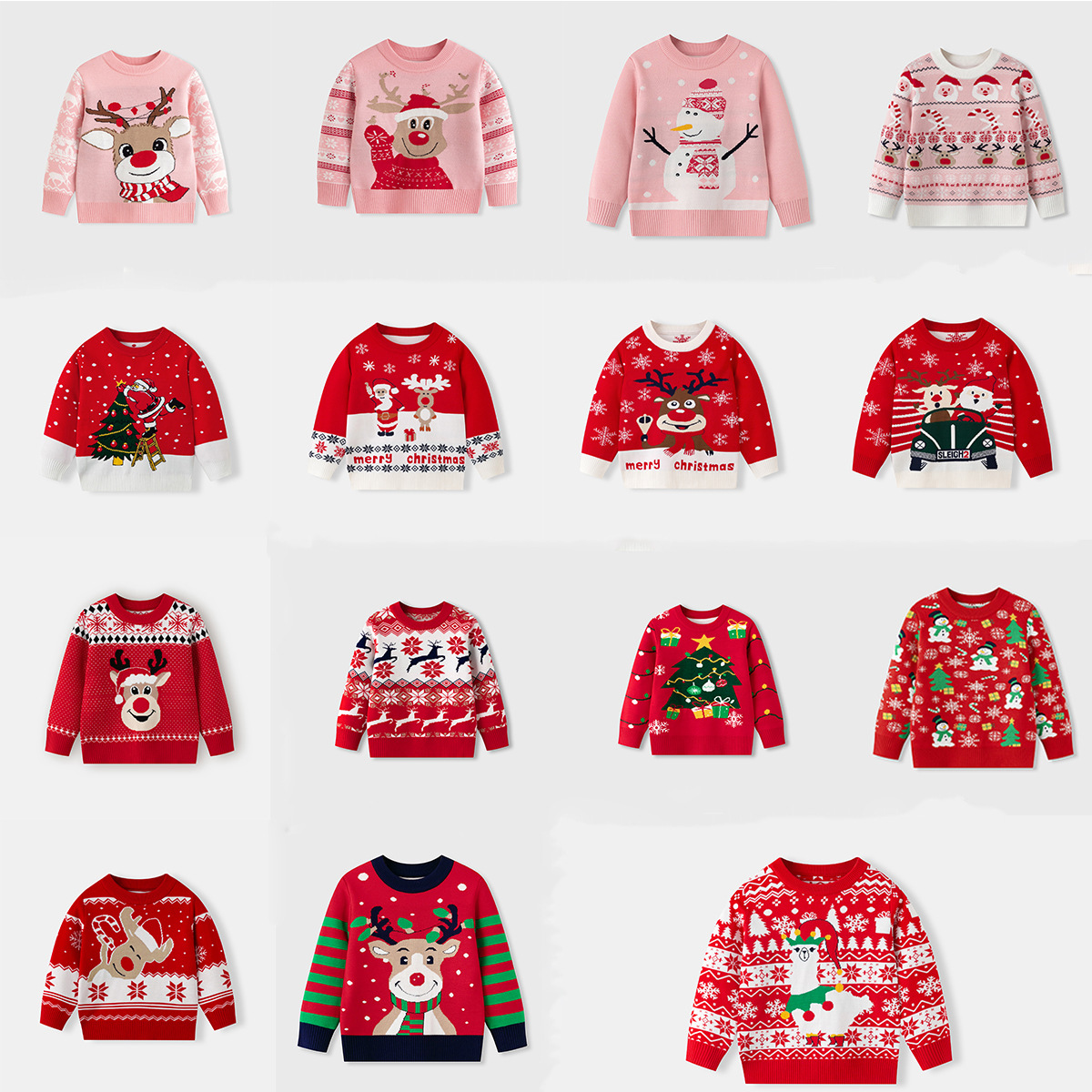 New autumn and winter trade 2025 men's and women's baby knitted Christmas sweater cartoon round neck sweater