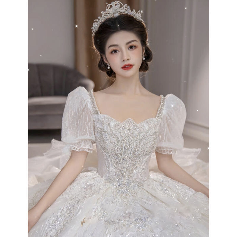 Main plus size wedding dress, bride 2025 new style, big tail, petite woman, French heavy industry temperament, one shoulder palace Main plus size wedding dress, bride 2025 new style, big tail, petite woman, French heavy industry temperament, one shoulder palace