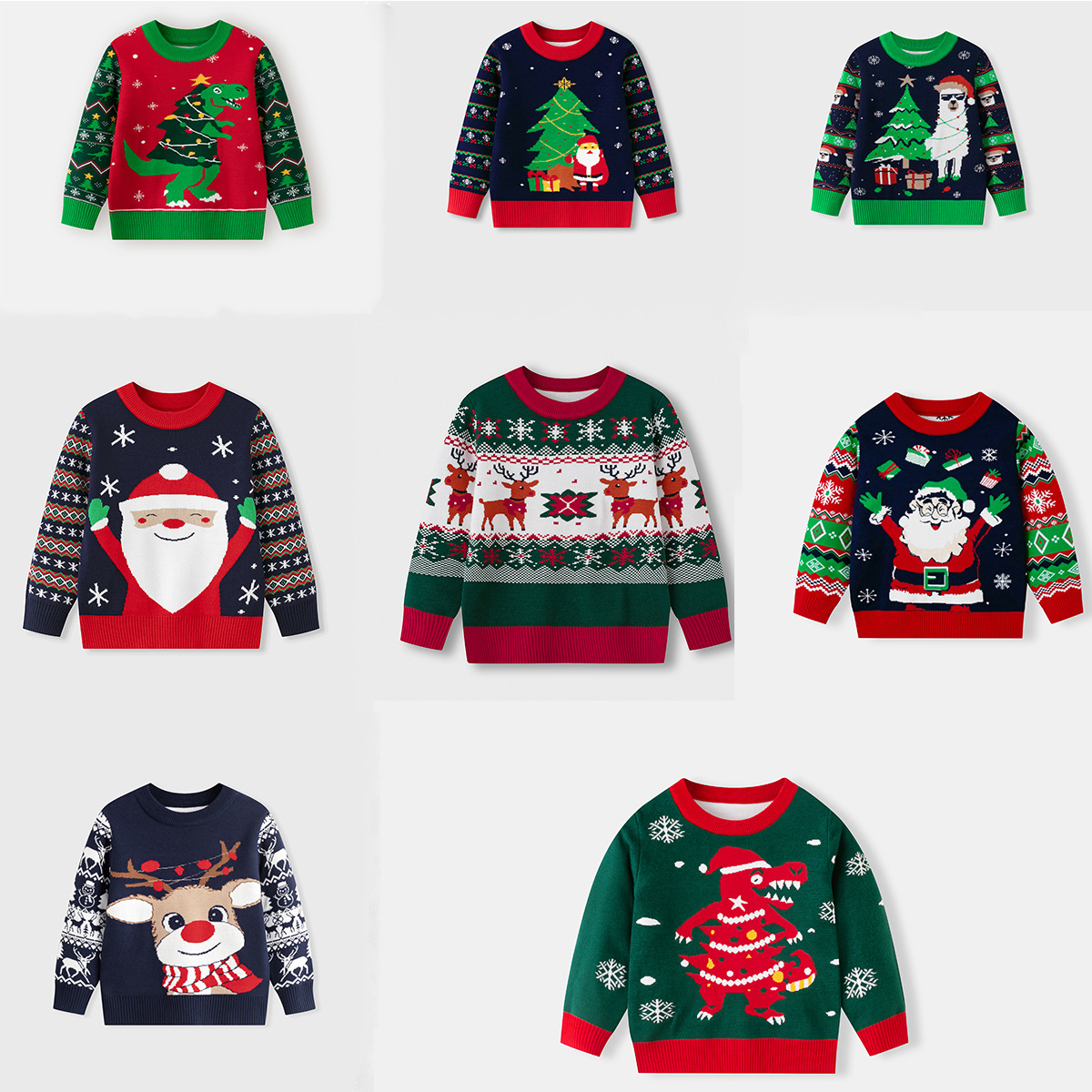 Cross border Europe and America 2025 autumn and winter new children's Christmas sweater for the elderly, girls' pullover sweater factory direct sales
