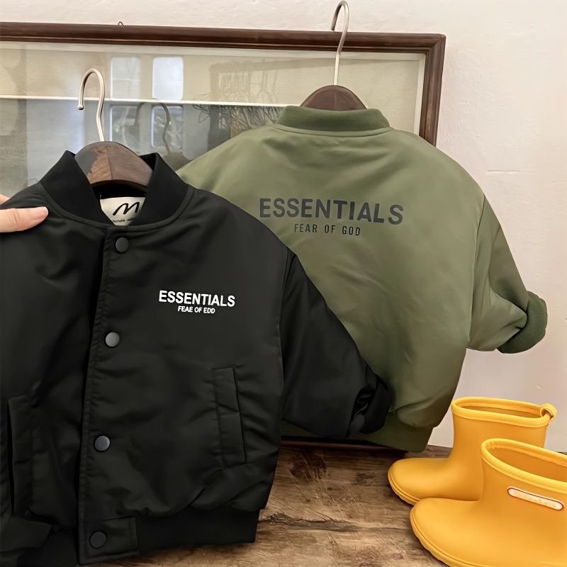 Boys' cotton jacket for autumn and winter 2023, children's clothing, baby's thick cotton jacket, children's single breasted baseball