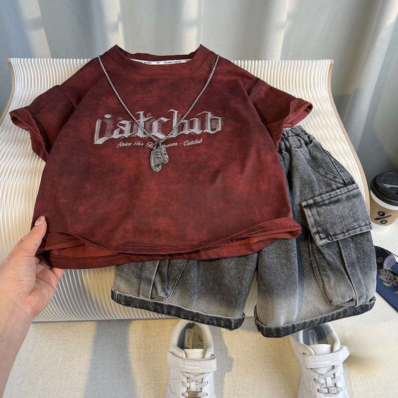 Boys' Summer Street Explosion Set 2025 New Style Children's Short sleeved Baby Summer Fashion Korean Two piece Set Trendy