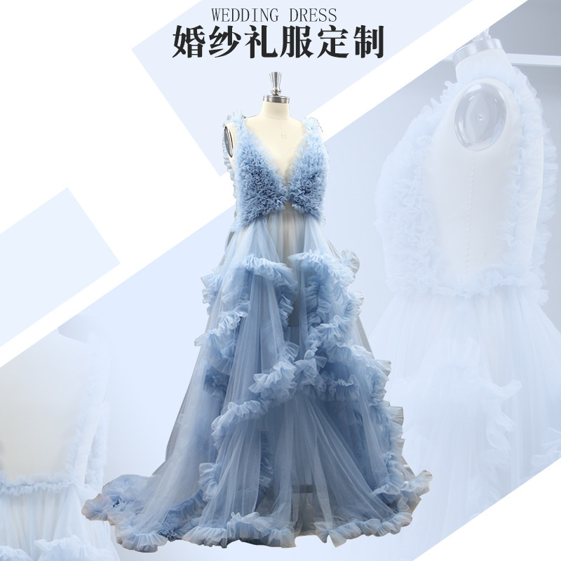 Amazon AliExpress Mesh Pregnant Women's Photo Skirt Front Split Sexy Dress Dress Large Dress