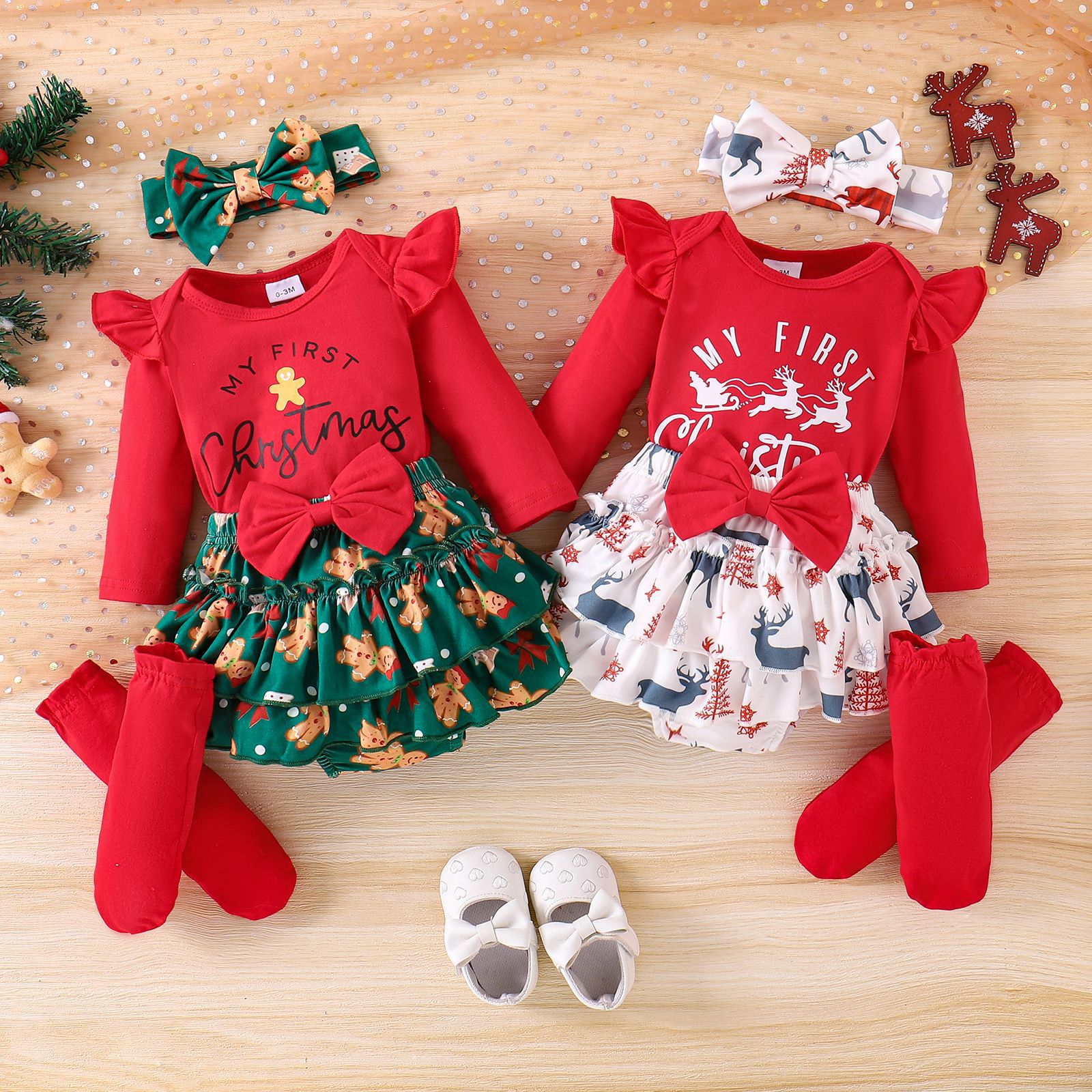 Foreign trade children's clothing Christmas baby girl baby letter printed long sleeved shirt printed pants set