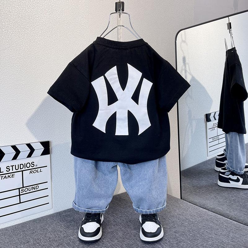 Boys' Summer Short Sleeve Set 2023 New Fashionable Baby Summer Clothes Cool Handsome Clothes Little Children's Trendy Brand Two Piece Set