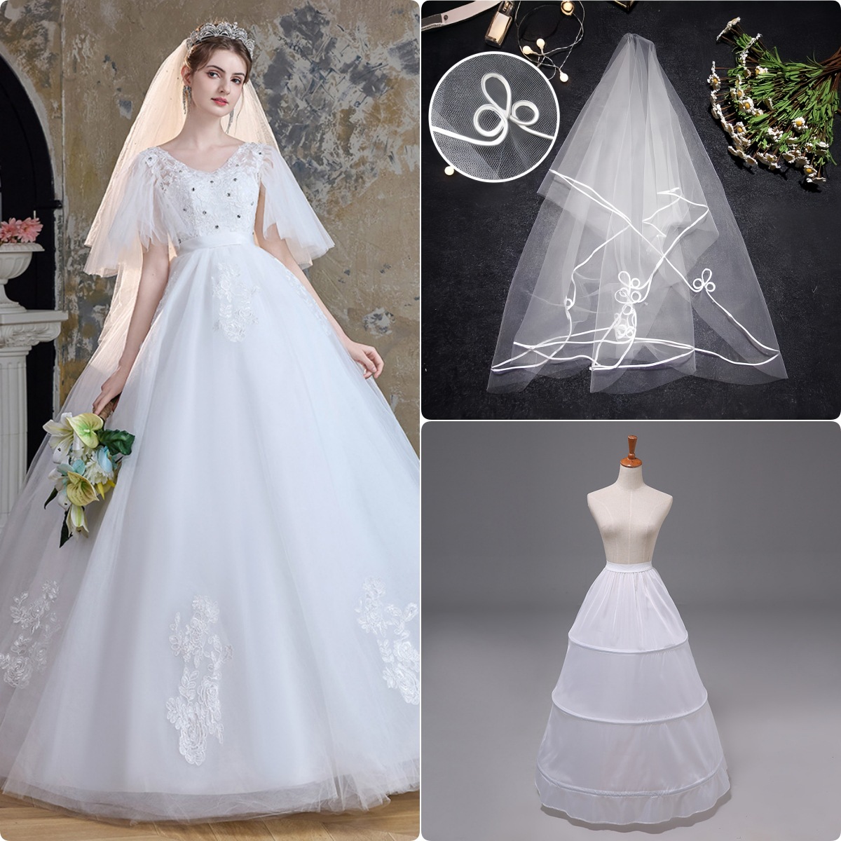 Large size wedding dress, fat mm, summer and autumn wedding dress 2025 new style, bride's wedding main dress, slim and simple, studio covering arms Large size wedding dress, fat mm, summer and autumn wedding dress 2025 new style, bride's wedding main dress, slim and simple, studio covering arms