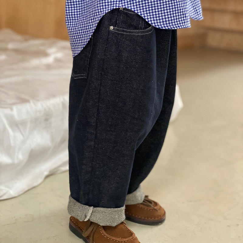 Kindergarten Men's Baby 2024 Spring and Autumn Blue Black Japanese Soft Versatile Jeans Children's Baby Casual Pants Children's Clothing