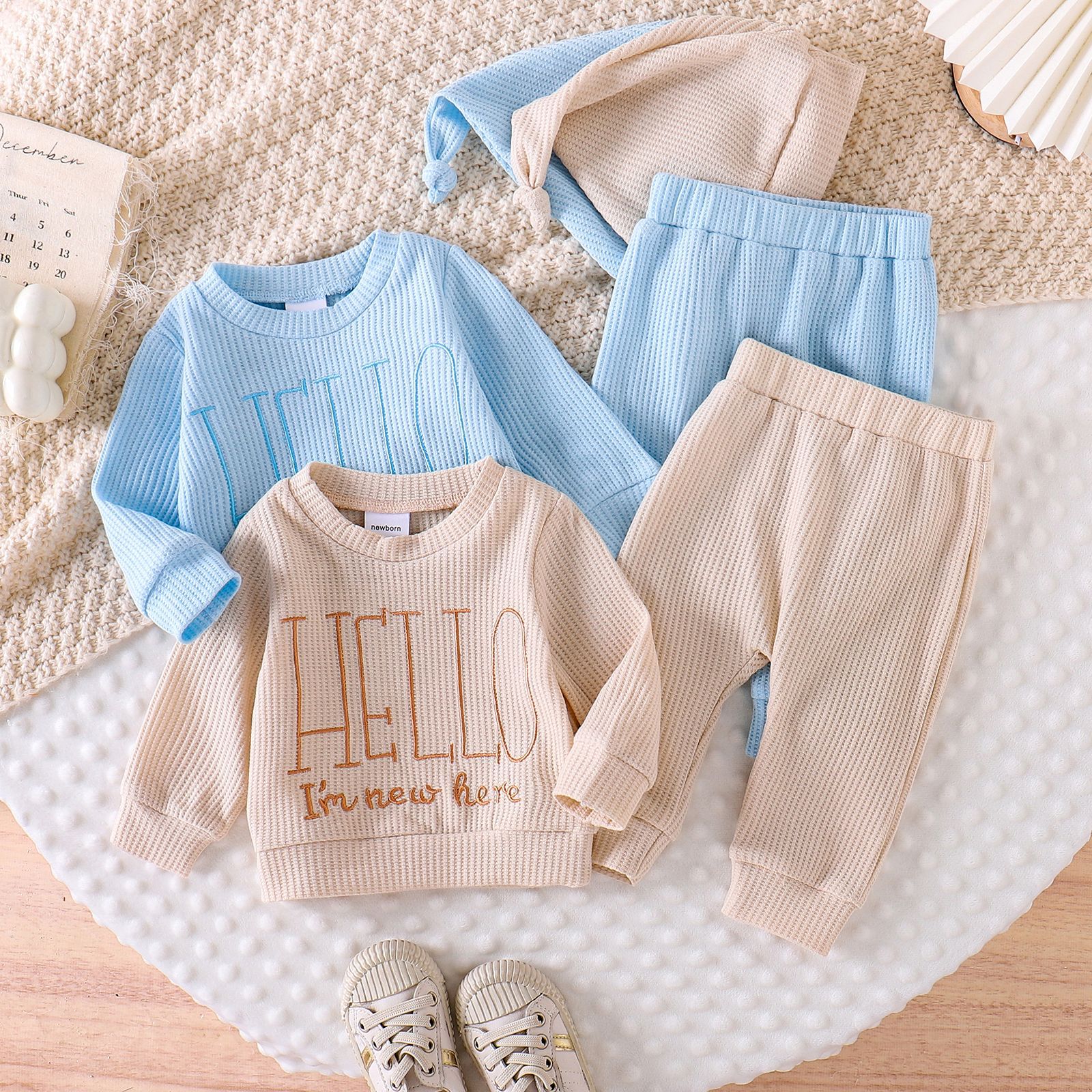Foreign trade children's clothing casual boys and girls baby letter pattern long sleeved shirt and pants set