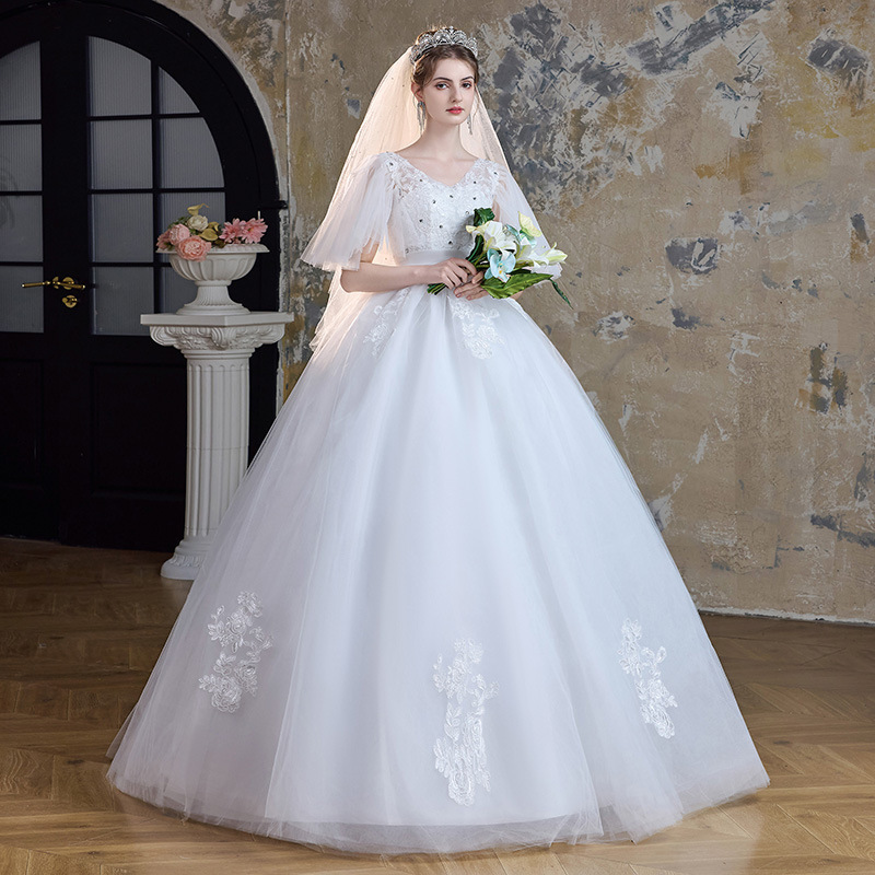 Large size wedding dress, fat mm, summer and autumn wedding dress 2025 new style, bride's wedding main dress, slim and simple, studio covering arms
