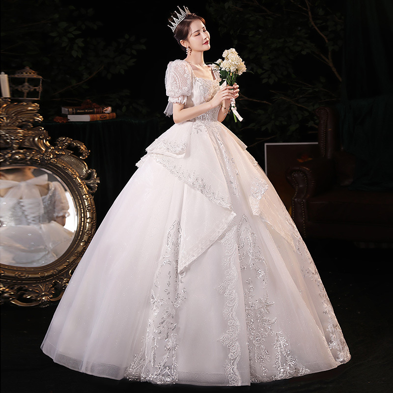 Runaway Princess Fat Wedding Dress 2025 New Bridal Main Yarn Small Dress High Size Heavy Industry Tail French