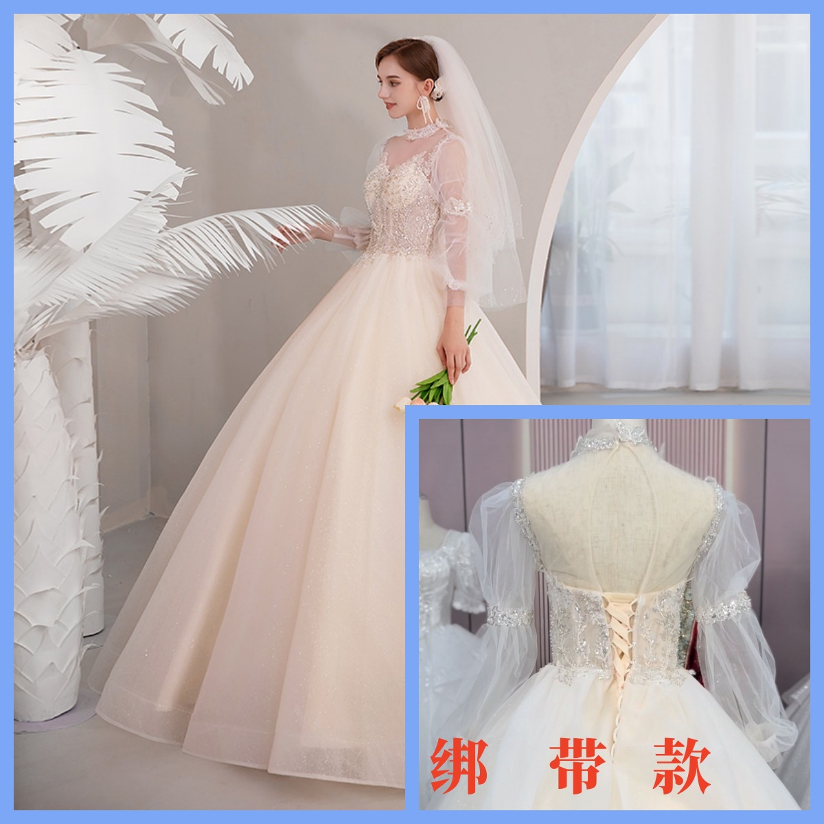 Korean Wedding Dress 2024 Bridal Sen Series One Shoulder Female French Zipper V-neck Heavy Industry Small and Light Starry Sky Wedding Dress Korean Wedding Dress 2024 Bridal Sen Series One Shoulder Female French Zipper V-neck Heavy Industry Small and Light Starry Sky Wedding Dress
