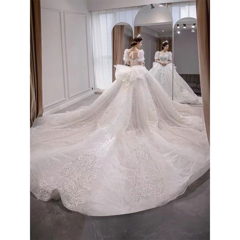 Main plus size wedding dress, bride 2025 new style, big tail, petite woman, French heavy industry temperament, one shoulder palace Main plus size wedding dress, bride 2025 new style, big tail, petite woman, French heavy industry temperament, one shoulder palace