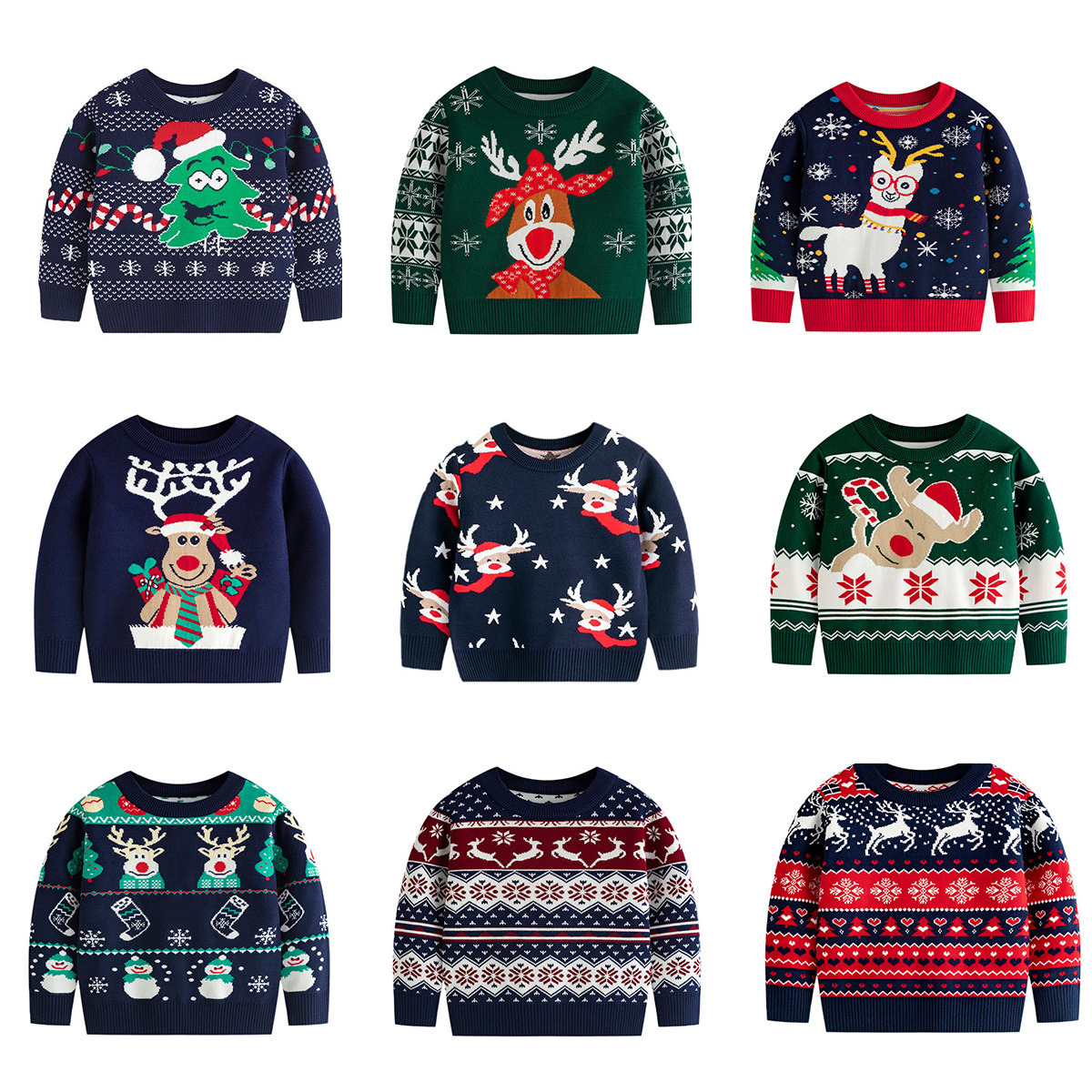 Cross border European and American autumn/winter 2024 new sweater for boys, girls, babies, Christmas Day pullover knitted sweater