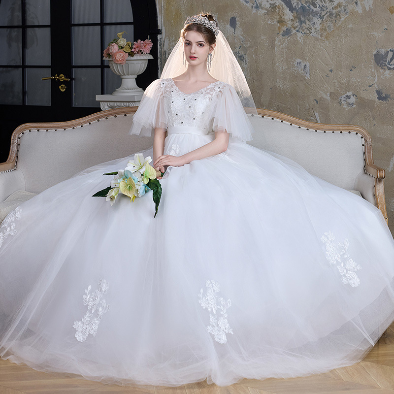 Large size wedding dress, fat mm, summer and autumn wedding dress 2025 new style, bride's wedding main dress, slim and simple, studio covering arms Large size wedding dress, fat mm, summer and autumn wedding dress 2025 new style, bride's wedding main dress, slim and simple, studio covering arms