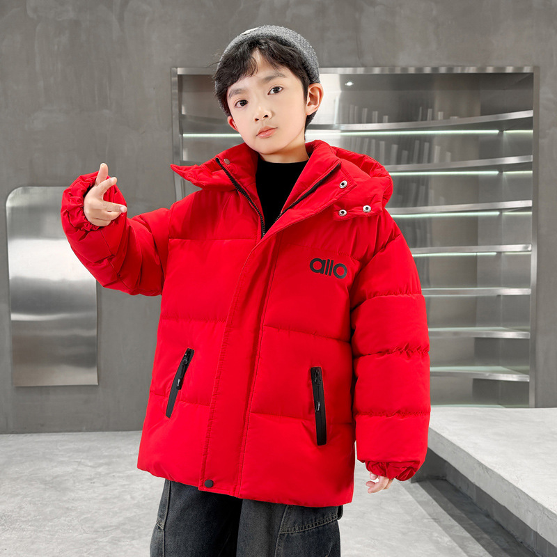 Boys' cotton coat for winter 2025 new item, medium and large, children's down cotton red cotton coat, children's thick and handsome winter coat, cotton jacket