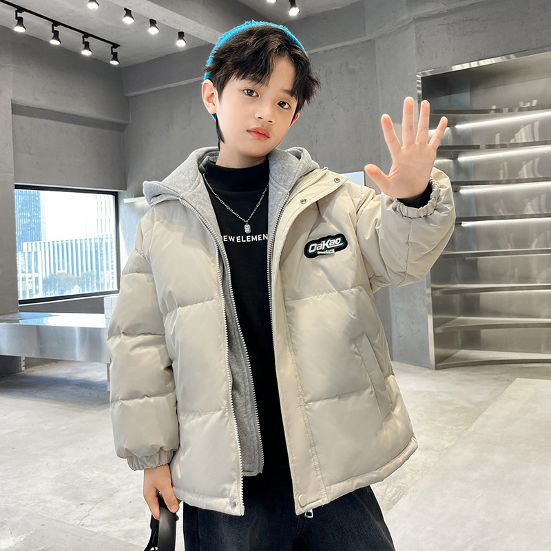 Boys' cotton clothing winter clothing 2025 new style children's autumn and winter mid length top boys' winter thick autumn and winter jacket