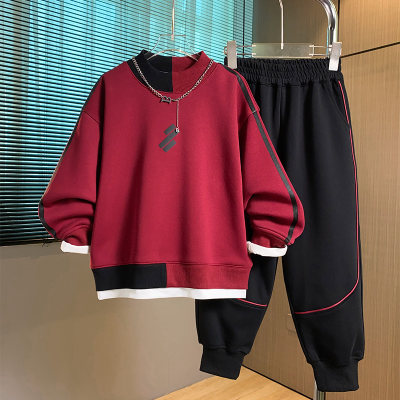 Boys' autumn outfit 2025 new style children's autumn western-style hoodie two-piece set boys' spring and autumn trendy cool clothes
