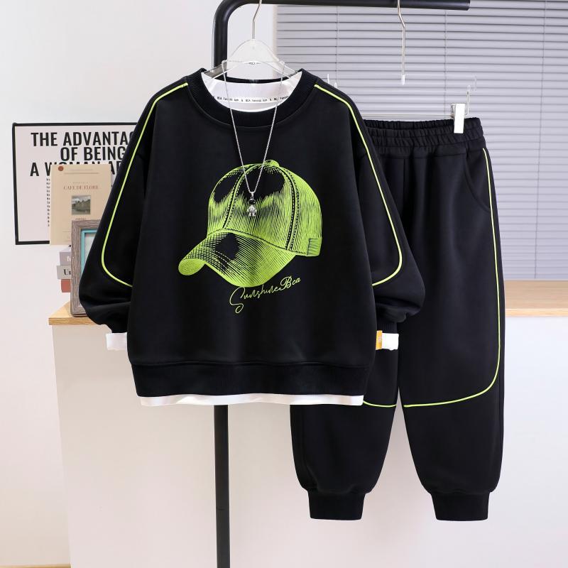 Boys' Spring and Autumn Set 2025 New Mid sized Children's Boys' Clothing Style Internet Celebrity New Style Explosive Street Cool Handsome Two piece Set
