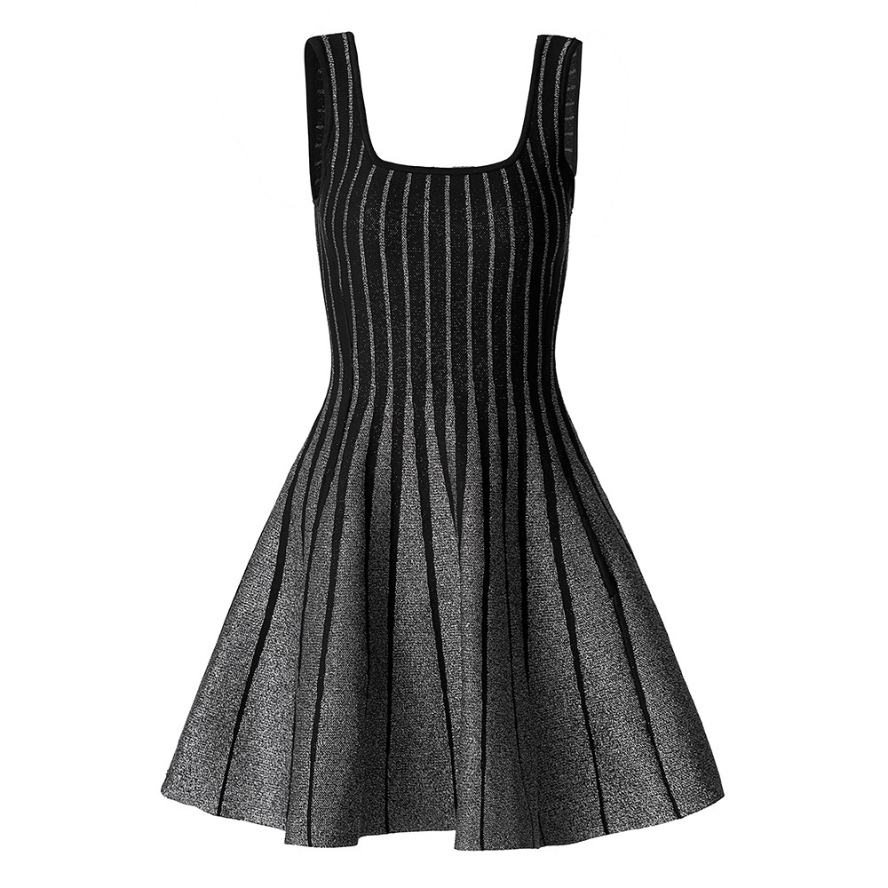 Vintage striped women's sleeveless mini skirt for foreign trade dress with slimming waist and suspender temperament, retro striped dress