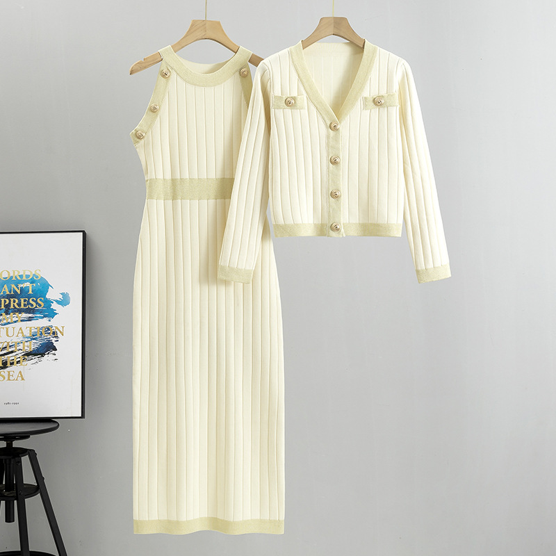 French socialite temperament fashion vest dress short cardigan knitted two-piece set 2026 autumn new outfit