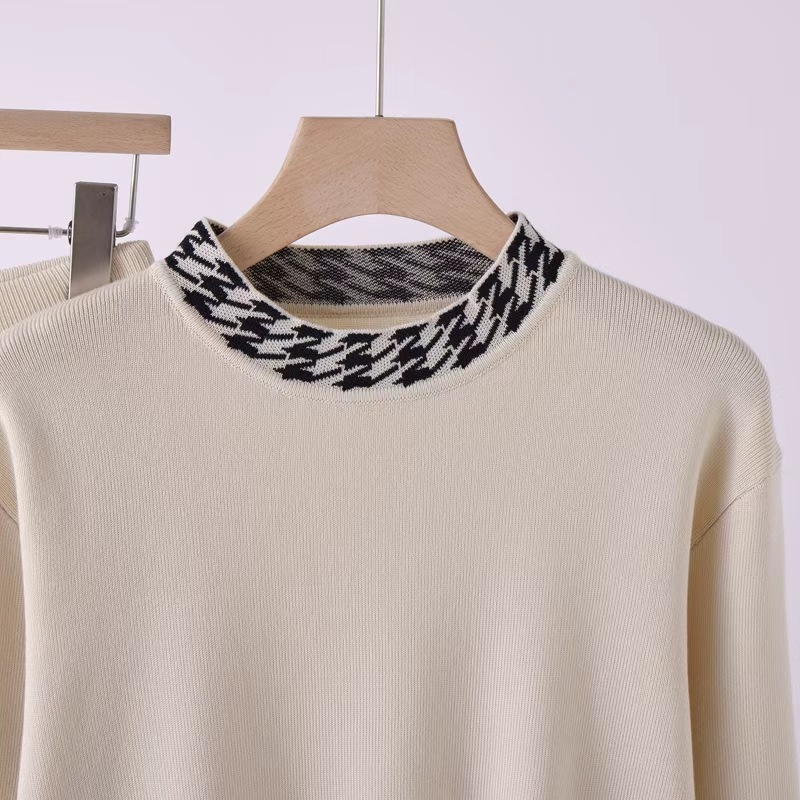 2025 European and American style autumn and winter knitted suit, high waist temperament, Thousand Bird grid color blocked top two-piece set 2025 European and American style autumn and winter knitted suit, high waist temperament, Thousand Bird grid color blocked top two-piece set