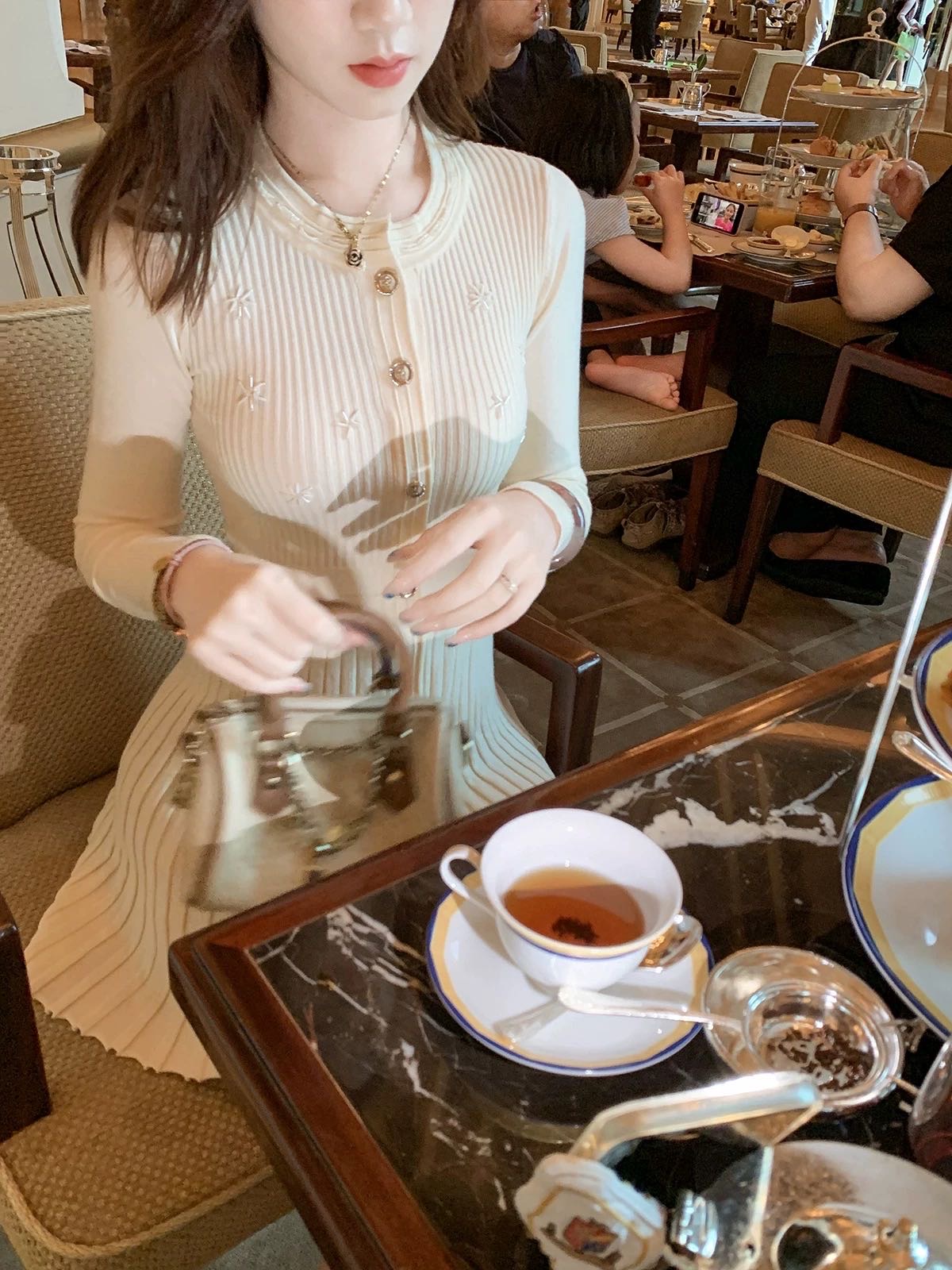 French Knitted Dress for Women's Spring and Autumn New Style, Inner Fold Skirt, Sweater Bottom Skirt French Knitted Dress for Women's Spring and Autumn New Style, Inner Fold Skirt, Sweater Bottom Skirt