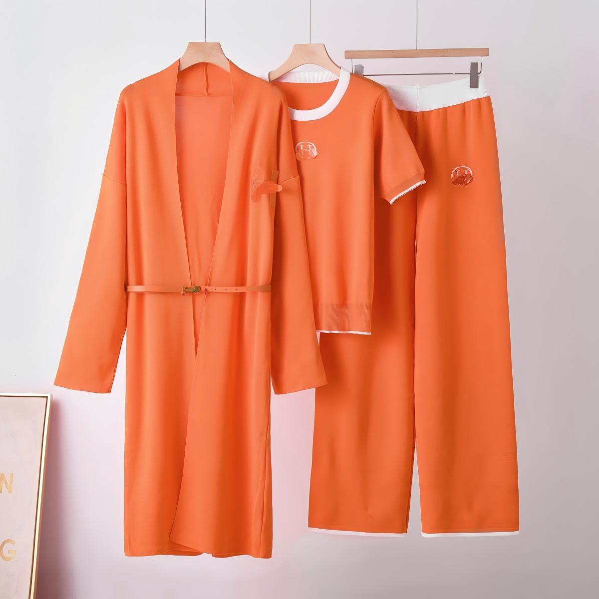 Fashion foreign trade women's clothing new style temperament set autumn and winter knitted long sleeved sweater cardigan jacket three piece set Fashion foreign trade women's clothing new style temperament set autumn and winter knitted long sleeved sweater cardigan jacket three piece set