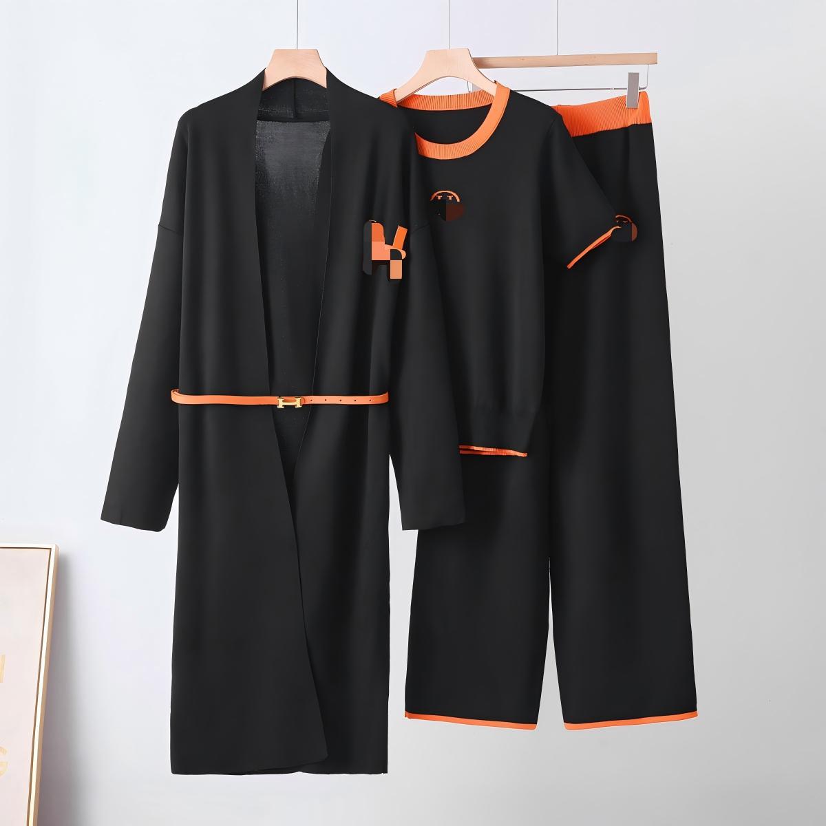 Fashion foreign trade women's clothing new style temperament set autumn and winter knitted long sleeved sweater cardigan jacket three piece set Fashion foreign trade women's clothing new style temperament set autumn and winter knitted long sleeved sweater cardigan jacket three piece set