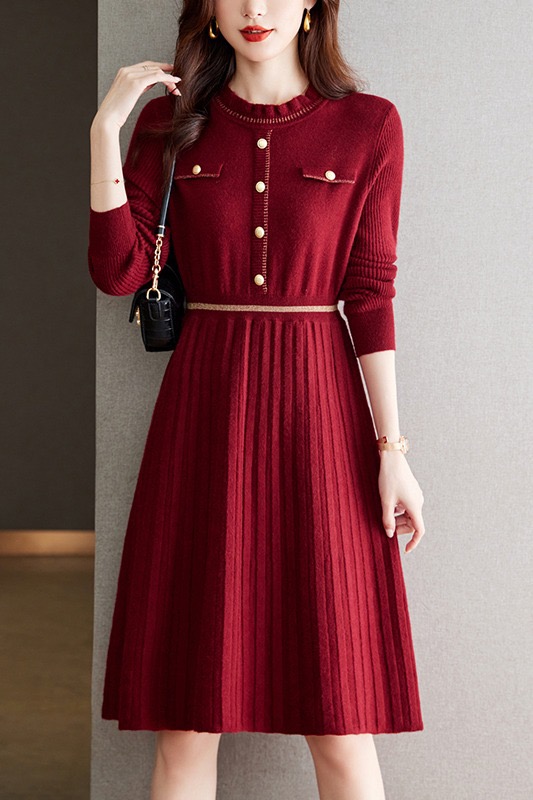 Korean Autumn/Winter Coat Knitted Knitted Knitted Knitted Dress for Women 2025 New Collection, Waist up and Look Thin, Outer Wearing Bottom Coat, Woolen Dress