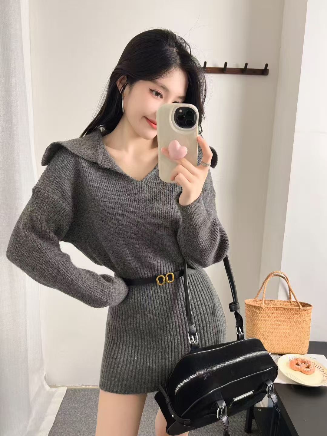 Lazy style Knitted Dress 2025 New Women's Autumn/Winter Luxury Christmas Wear Long Sleeve Sweater Skirt