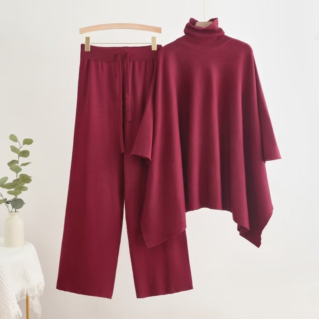 Autumn/Winter 2024 Women's shawl coat paired with wide leg pants two-piece set, high-end, light luxury, fashionable socialite suit for women