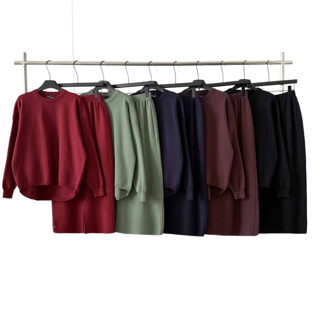2025 Cross border Sweater European and American Foreign Trade Women's Clothing Autumn and Winter Solid Color Simple Long Sleeve Fashion Leisure Knitted Set 2025 Cross border Sweater European and American Foreign Trade Women's Clothing Autumn and Winter Solid Color Simple Long Sleeve Fashion Leisure Knitted Set