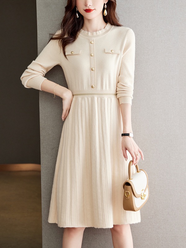 Korean Autumn/Winter Coat Knitted Knitted Knitted Knitted Dress for Women 2025 New Collection, Waist up and Look Thin, Outer Wearing Bottom Coat, Woolen Dress Korean Autumn/Winter Coat Knitted Knitted Knitted Knitted Dress for Women 2025 New Collection, Waist up and Look Thin, Outer Wearing Bottom Coat, Woolen Dress