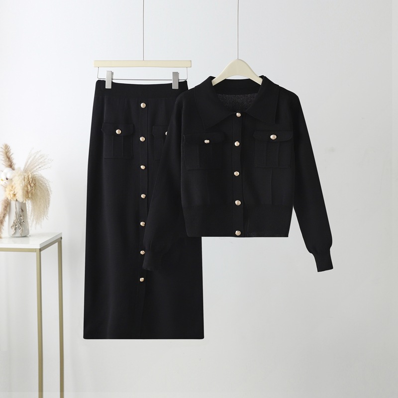 2024 Spring and Autumn Slim Knitted Small Fragrant Style Set for Women's Fashion, High Grade, Light Mature, Hip Wrapping Two Piece Set 2024 Spring and Autumn Slim Knitted Small Fragrant Style Set for Women's Fashion, High Grade, Light Mature, Hip Wrapping Two Piece Set