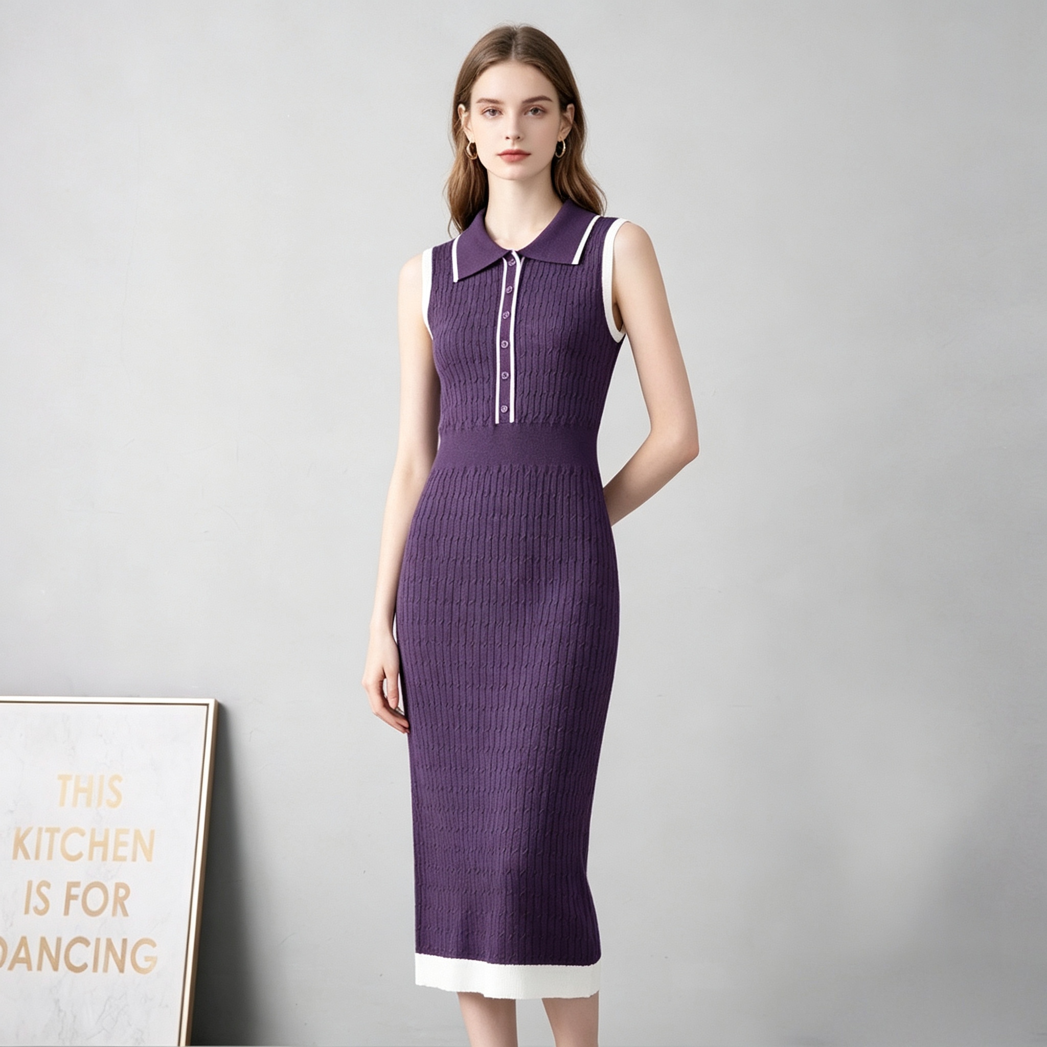 Foreign trade cross-border elegant contrasting color lapel short sleeved dress for women, cinched waist, simple slimming effect, pit stripe long skirt for women Foreign trade cross-border elegant contrasting color lapel short sleeved dress for women, cinched waist, simple slimming effect, pit stripe long skirt for women