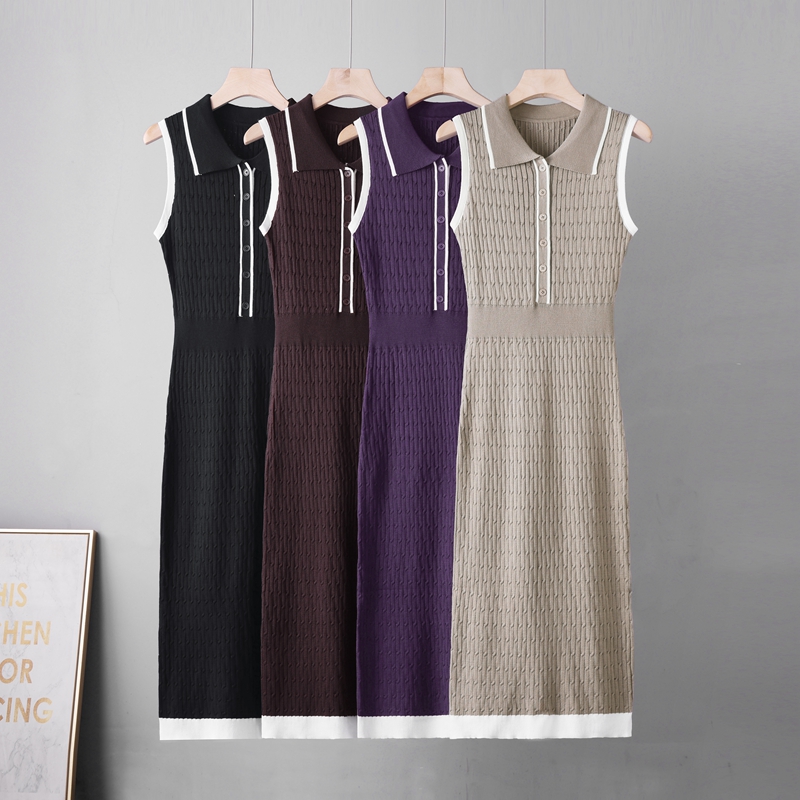 Foreign trade cross-border elegant contrasting color lapel short sleeved dress for women, cinched waist, simple slimming effect, pit stripe long skirt for women Foreign trade cross-border elegant contrasting color lapel short sleeved dress for women, cinched waist, simple slimming effect, pit stripe long skirt for women