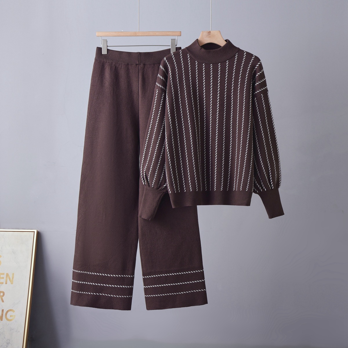 Color blocking bat sleeve needle weaver girl autumn new style fashionable and stylish design, semi high neck pullover splicing top with stripes Color blocking bat sleeve needle weaver girl autumn new style fashionable and stylish design, semi high neck pullover splicing top with stripes